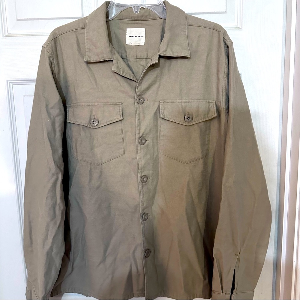 American Eagle Women’s Denim Jacket Beige long sleeves Size L